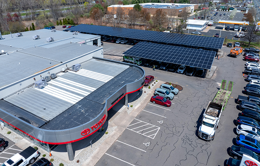 The Connecticut Green Bank and  Lynch Toyota complete carport  installation through C-PACE financing
